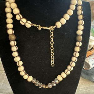 Chico's Chunky Long Wrapped Bead Boho White Faux Bone Tribal Statement Necklace